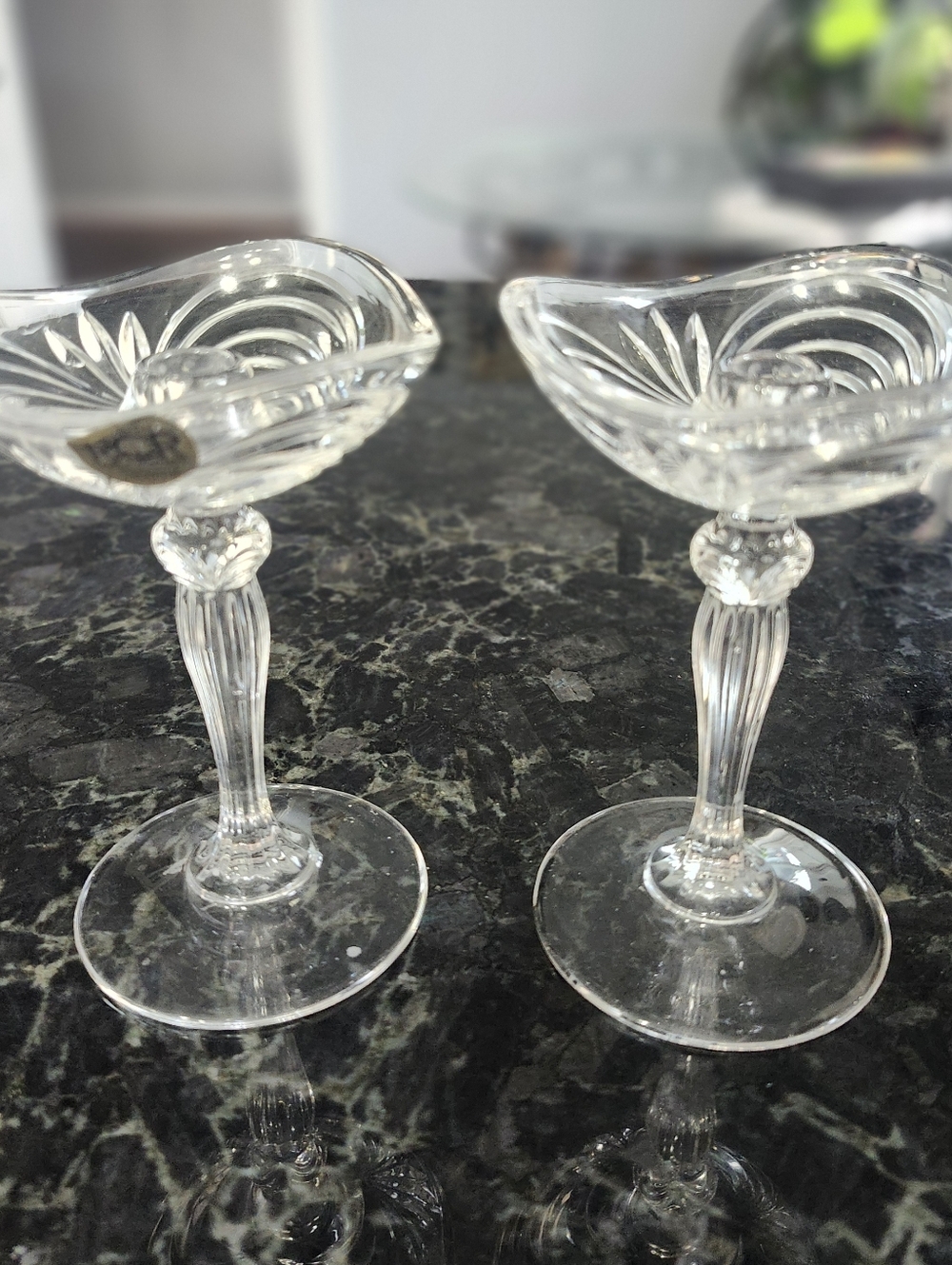 vintage 24% Lead  crystal glass candlestick holders From Italy